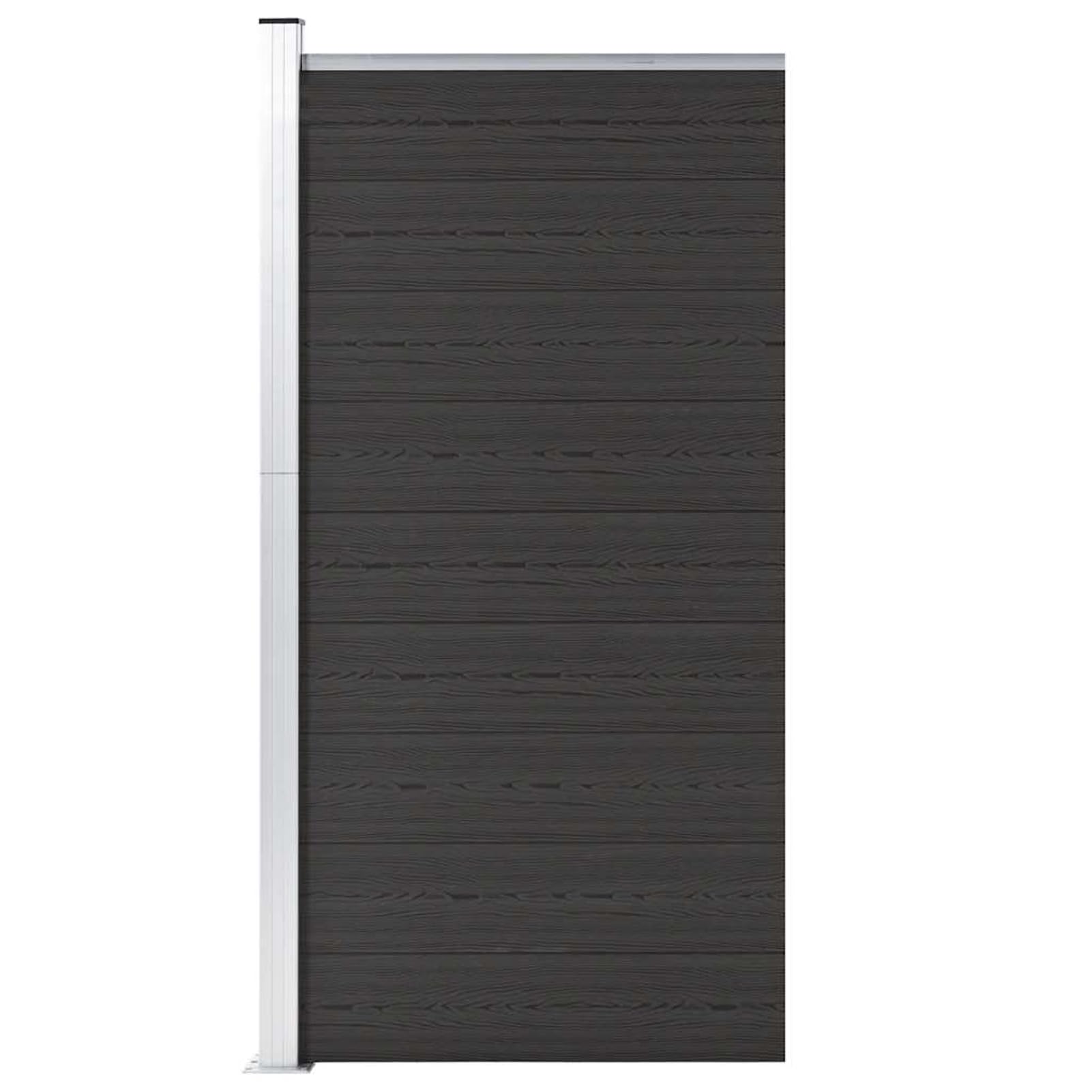 Gecheer Zaunelement WPC 95x186 cm Schwarz, WPC Zaun Sichtschutzzaun Windschutzzaun Gartenzaun für Terrasse Balkon Sitzbereich148979