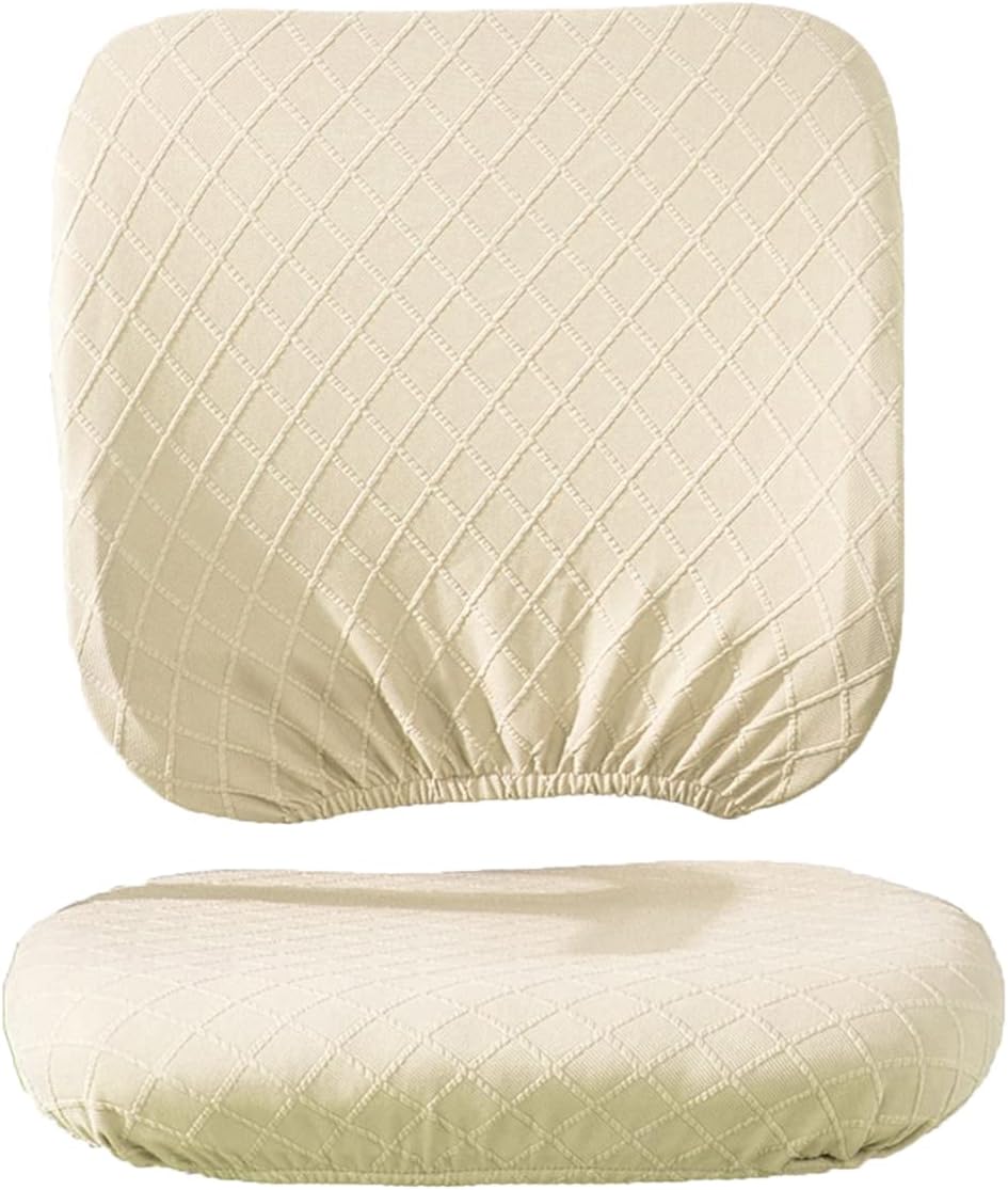 Sunnyway Office Chair Cover(Seat Cover and Back Cover Included) Removable Computer Chair Slipcover Elastic Stretchable Kitchen Chair Seat Cover Washable Dining Room Chair Protective Cover (Beige)