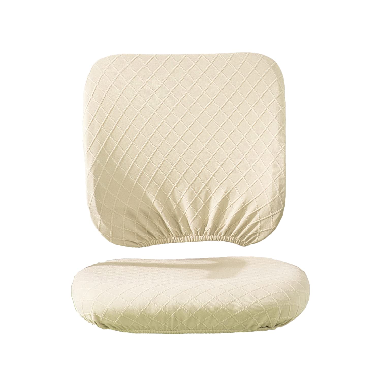 Sunnyway Office Chair Cover(Seat Cover and Back Cover Included) Removable Computer Chair Slipcover Elastic Stretchable Kitchen Chair Seat Cover Washable Dining Room Chair Protective Cover (Beige)