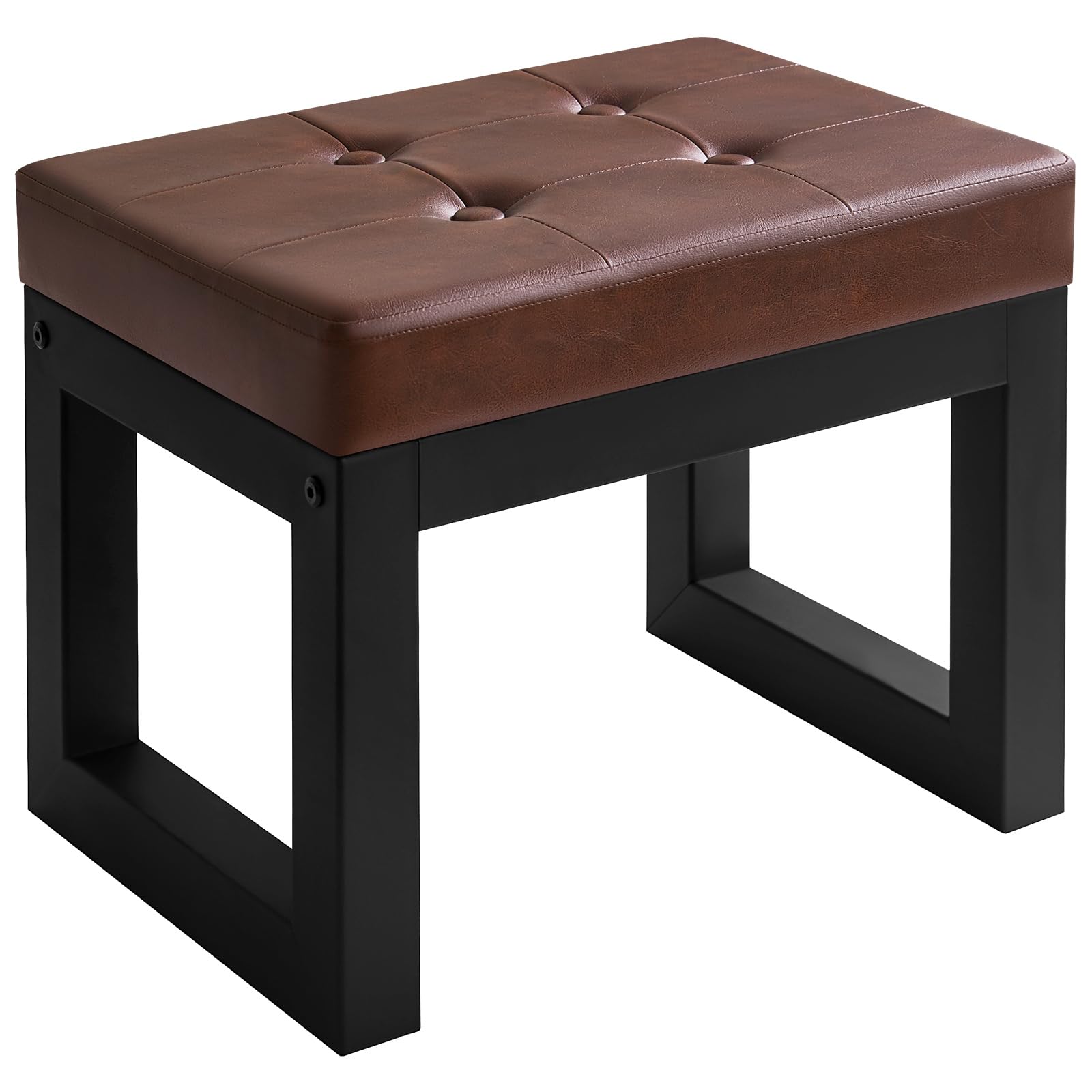 Photo 1 of ***MISSING PARTS**** IBUYKE 16 Inch Small Foot Stool Ottoman, Rectangle PU Faux Leather Foot Rest with Padded Seat and Metal Legs, Modern Ottoman Foot Rest for Living Room Bedroom Entryway Couch, Dark Brown WBD026Z