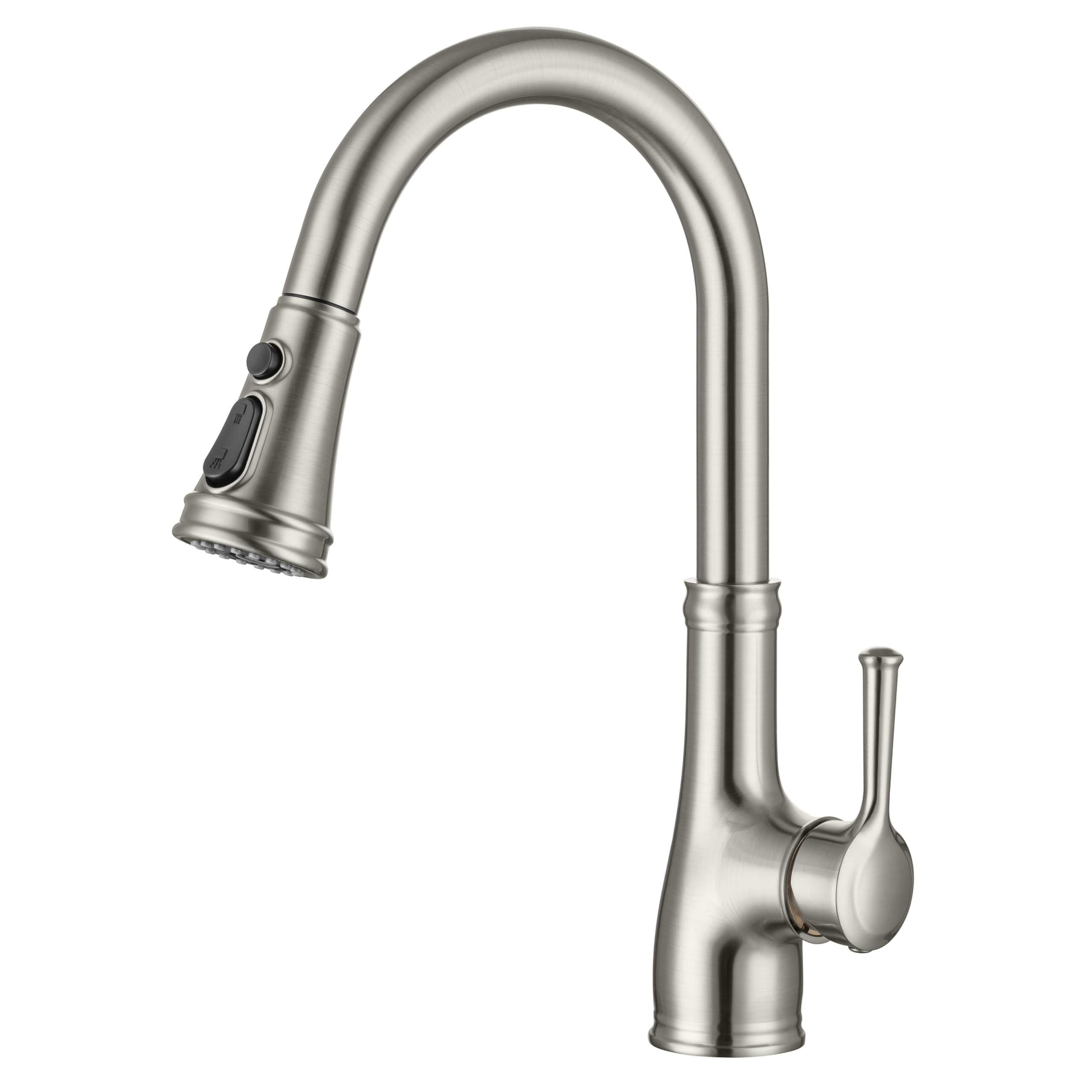 Wasserhahn Küche, Hochdruck Küchenarmatur mit Brause Ausziehbar, Mischbatterie Küche mit 3 Strahlarte, Armatur küche 360° Drehbar spültischarmatur küche, Gebürstet