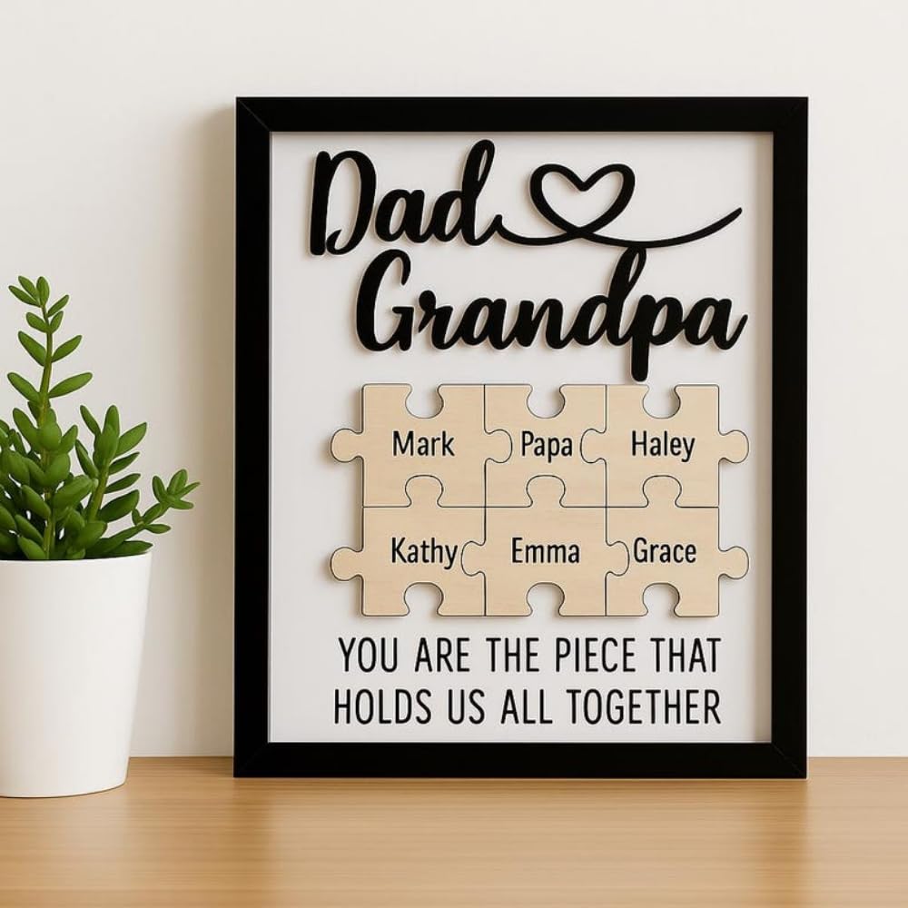 Rompecabezas personalizado de madera para regalo del Día del Padre y placas decorativas para abuelo