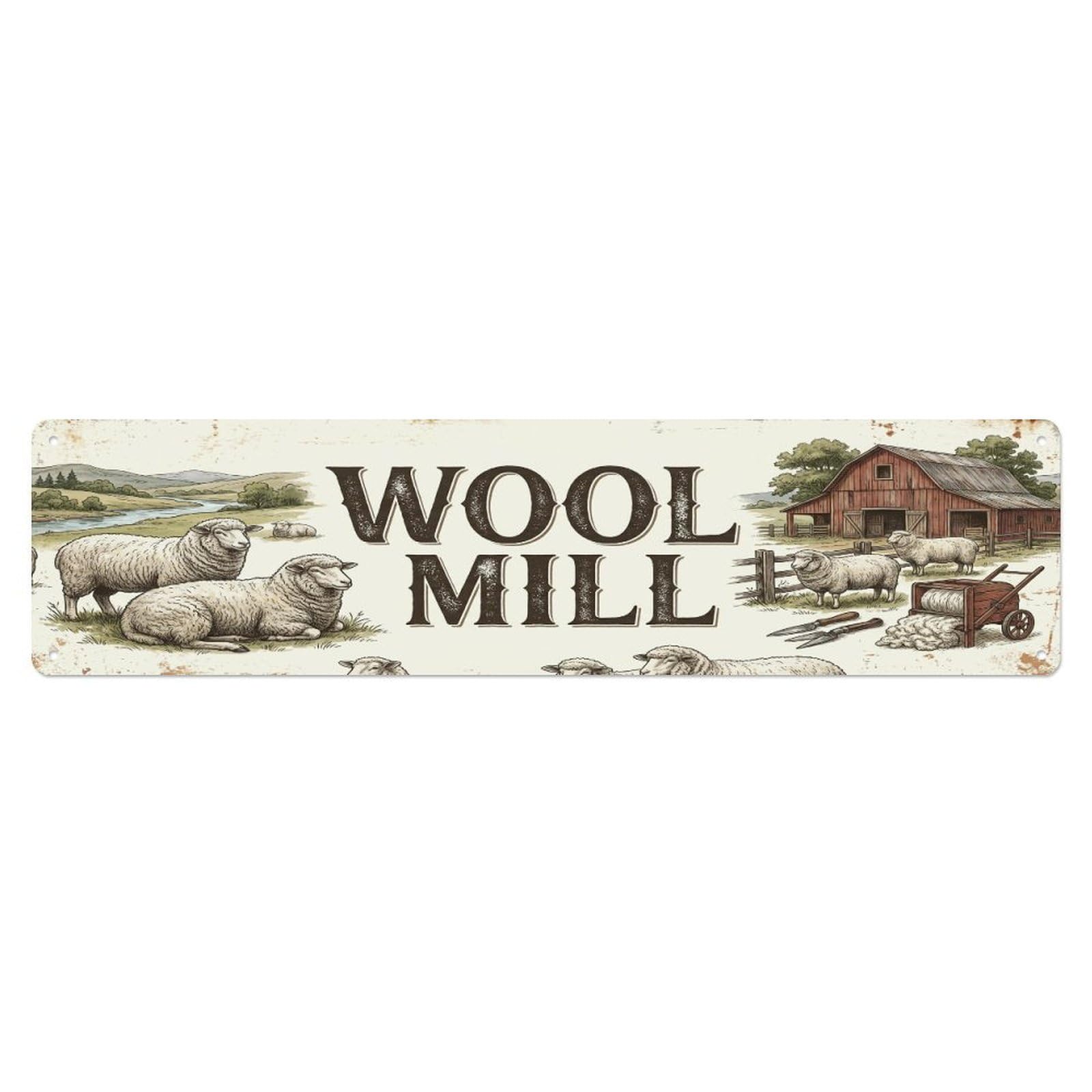 Vintage Barn Wool Sheep Farmhouse Funny Sheep Backyard Farm Metal Tin Sign Plaque Wall Decor for Cafe, Club, Garden Metal Poster 4x16Inch