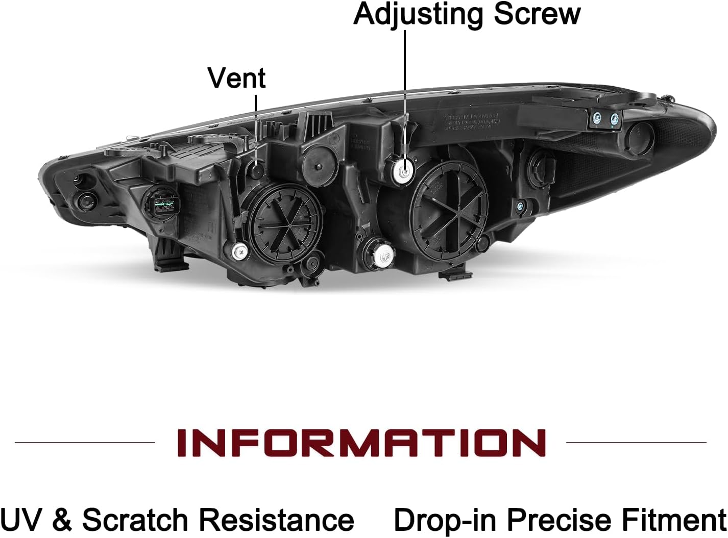 JSBOYAT Halogen Headlight Assembly Replacement fit for 2014 2015 2016 Kia Forte, Forte Koup, Forte5 Halogen Headlamp Right Passenger Side, NOT Fits LED DRL Models