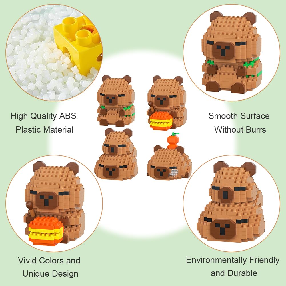 Sonnenspark Capybara Stylo de Construction, Capy Bara Mini Blocs de Construction, Mini Blocs de Construction Cartoon, 3D Capybara pour Adultes et Enfants, Jeux et Jouets Éducatifs