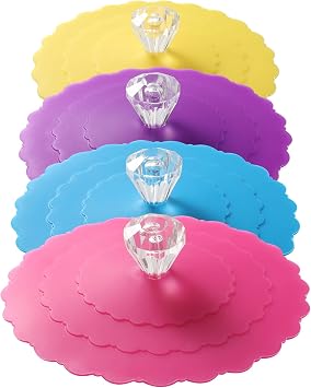 Silicone Cup Covers Set of 4   Multicolored Silicone Lids for Mugs, Cups, Tea Pots,Flexible Mug Covers Hot Cup Lids for Coffee & Tea