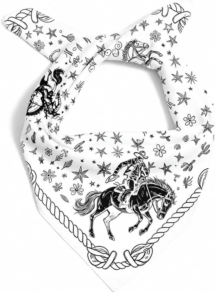 Headband Scarf for Women Men 27"X27" Western Bandanas Rodeo Party Outfit Retro Cowgirl Multi-Purpose Handkerchiefs