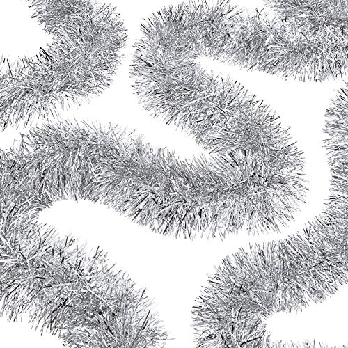 WILLBOND 50 Feet Tinsel Garland Metallic Tinsel Twist Garland Christmas Tree Decorations New