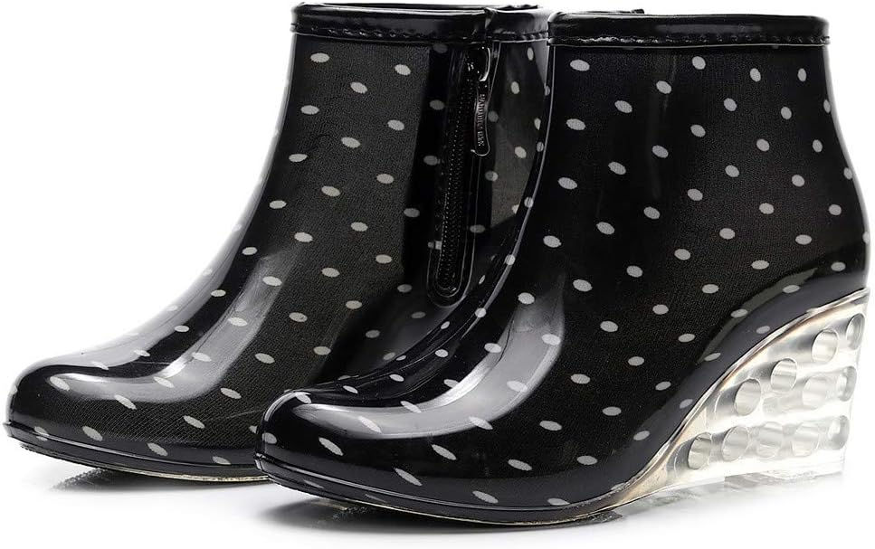 Women's Rain Boots Wedges Short Rain Boots Water Shoes Olive Overalls Women (White, 7.5)