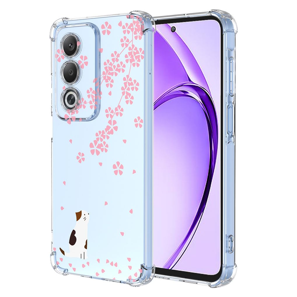 Custodia Per OPPO A80 5G Con Fiori Floreali - Design Sakura, TPU Morbido Trasparente, Antiurto, Donna - 3