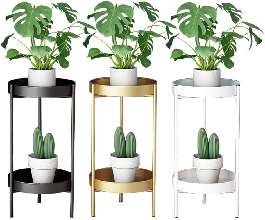Flower Stand Garden Patio Decorative Standing tal Pot Plant Rack Display Shelf Holder for Outdoor Balcony Decor (White Small) image 4