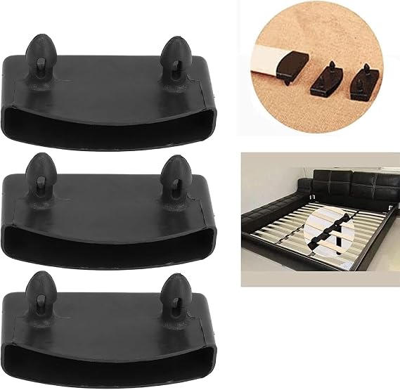 12 Pcs Black Bed Slats Holders, Reusable Plastic Bed Slat Holders, Easy To Install For Single, Double, Queen And King Size Beds Frame