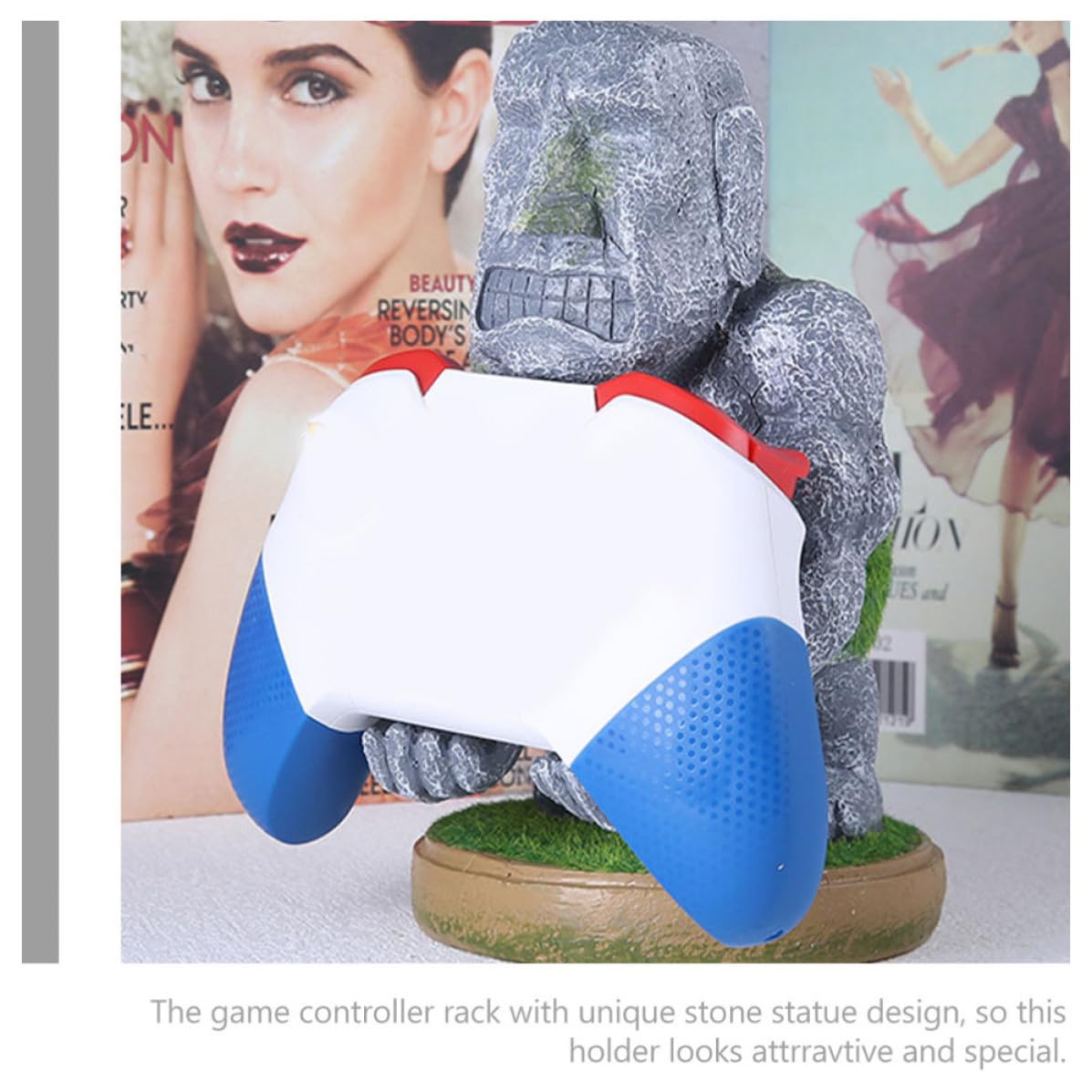 MAGICLULU Einzigartiger Moai Steinfigur Controller Halter aus Kunstharz Stabil und Verblassend als Gaming Zubehör für Desktop und Zuhause