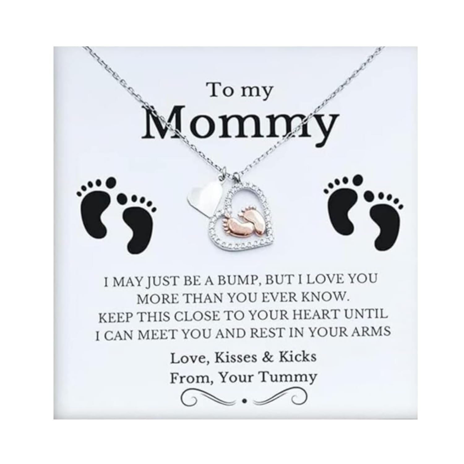 Best Heartfelt Gift for Mom to be - Baby Feet Heart 925 Sterling Silver Pendant Gift Set | With Certificate of Authenticity and 925 Stamp For Women-image-25