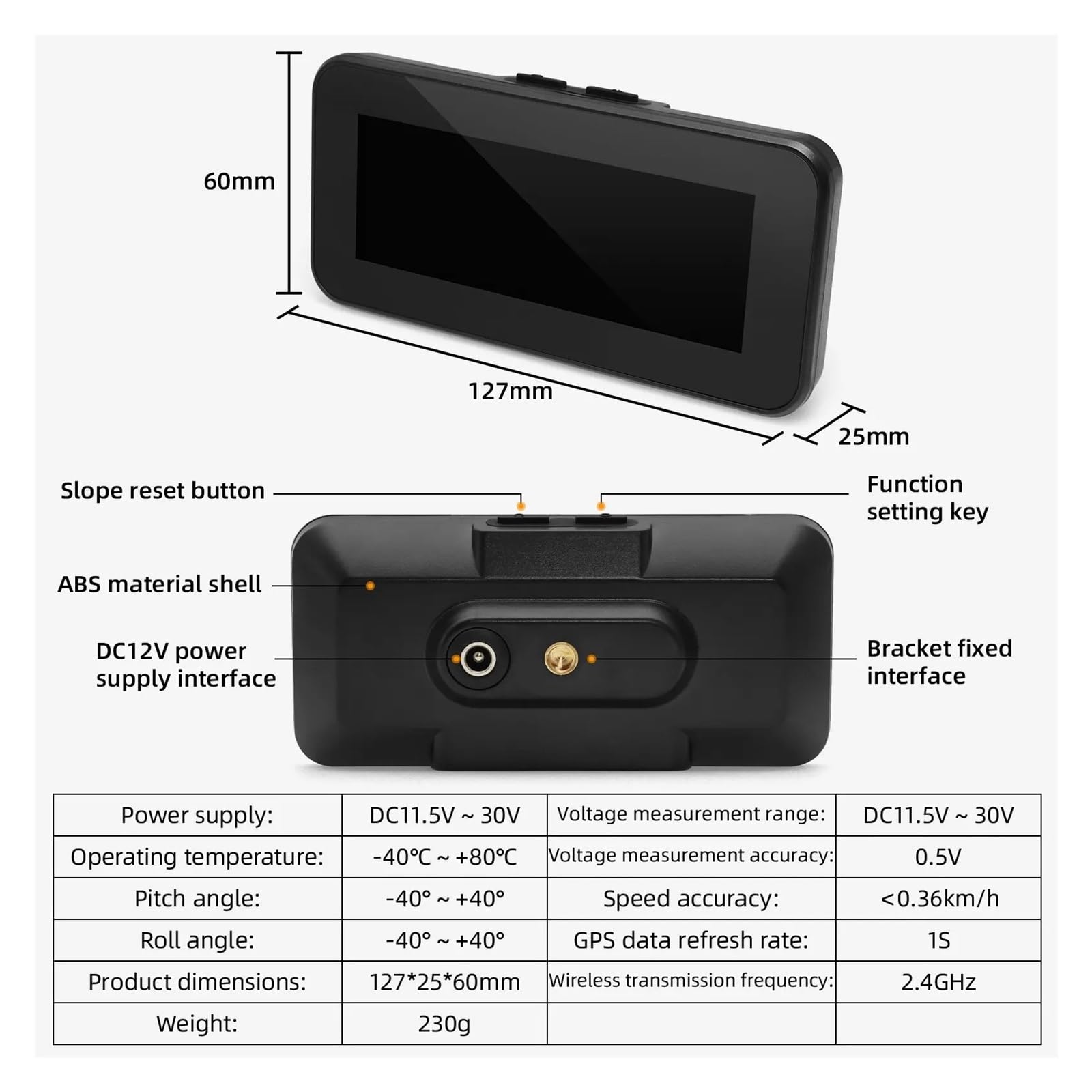 Pantalla Frontal M60 GPS For Coche Velocímetro HUD Inclinómetro Inteligente Velocidad Todoterreno Inclinación Ángulo De Inclinación Brújula Medidor De Pendiente para todos los vehículos
