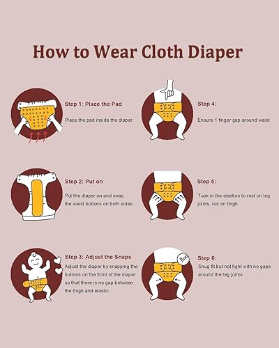 Miniatura 8 de babygoal Pañales de tela de carbón reutilizables con refuerzos dobles, paquete de 3 pañales lavables de bolsillo para bebé con 3 insertos de carbón