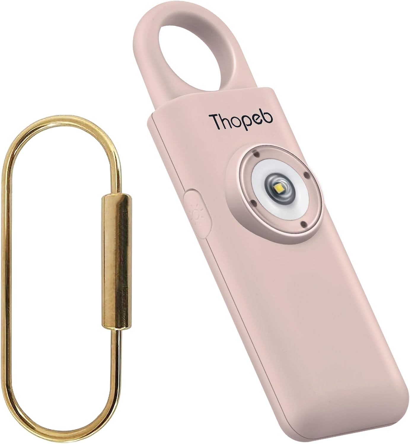 Thopeb–Rechargeable Security Alarm – 140dB Siren & Strobe Mild, Private Safety Keychain for Ladies/Males/Children, Emergency Self Protection Gadget with Low-Battery Alert (Metallic Rose)
