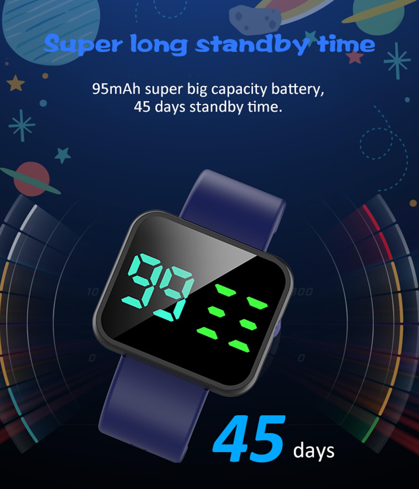 Orologio digitale per bambini, senza app e cellulare, contapassi per bambini, distanza 16, sveglia coutdown per bambini, orologio digitale a LED, per bambini, donne, anziani, fitness, ragazzi e
