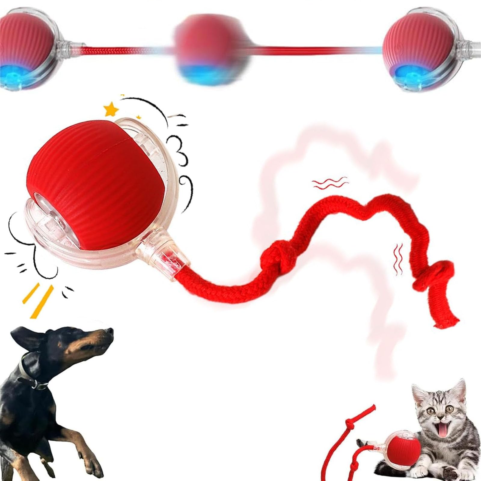 Interactive Rolling Dog Ball, Chewie Viral Interactive Electric Cat & Dog Ball Toy, 360 Smart Self-Rolling Kitty Toys for Cats & Dogs