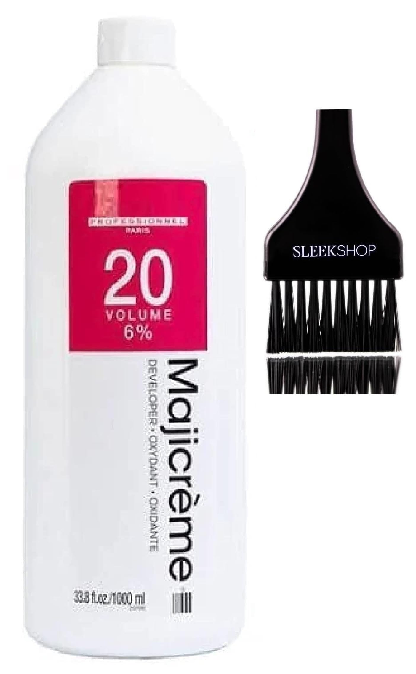 emulate SIeekshop Comb + M𝐚j𝐥c𝐫eme for M𝐚j𝐥𝐫e𝐥 Developer Activator Oxidant, 20 Volume / 6% (w/Medium Black Tint Applicator Brush) Sheer Light Cream MicroLight Hair Color -