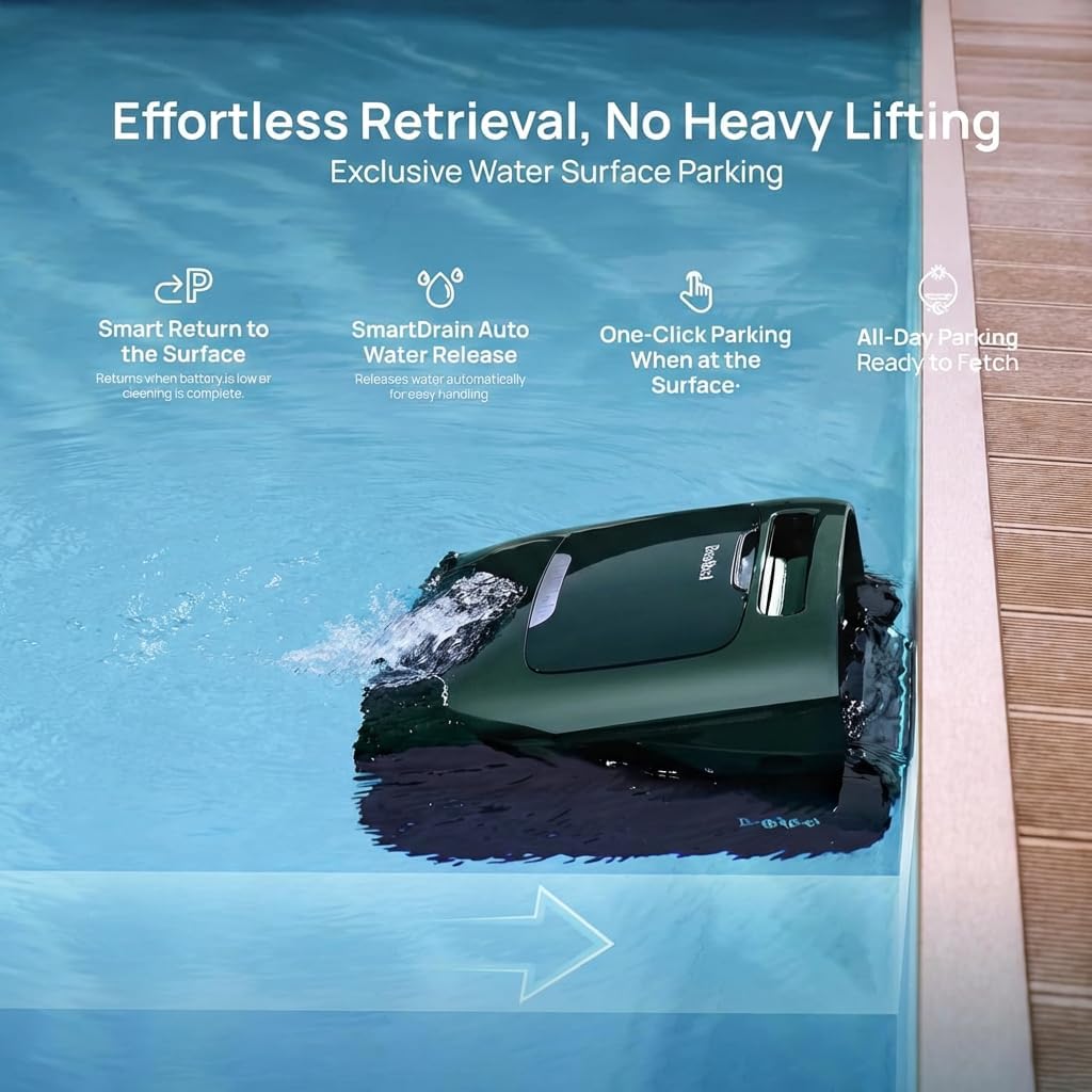 (2026 Upgrade) Beatbot AquaSense 2 Pro, Cordless Robotic Pool Cleaner with 5-in-1 Cleaning Power – Surface Parking, Water Clarification, Skimmer & App – for Pools up to 3,875 Sq. Ft. – Dark Green