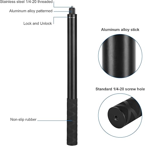 Miniatura 7 de Palo selfie invisible Insta360 de 61.8 pulgadas con accesorio de trípode, compatible con X5/X4/X3/X2/One RS/GO 2/3, cámaras de acción GoPro Hero/DJI