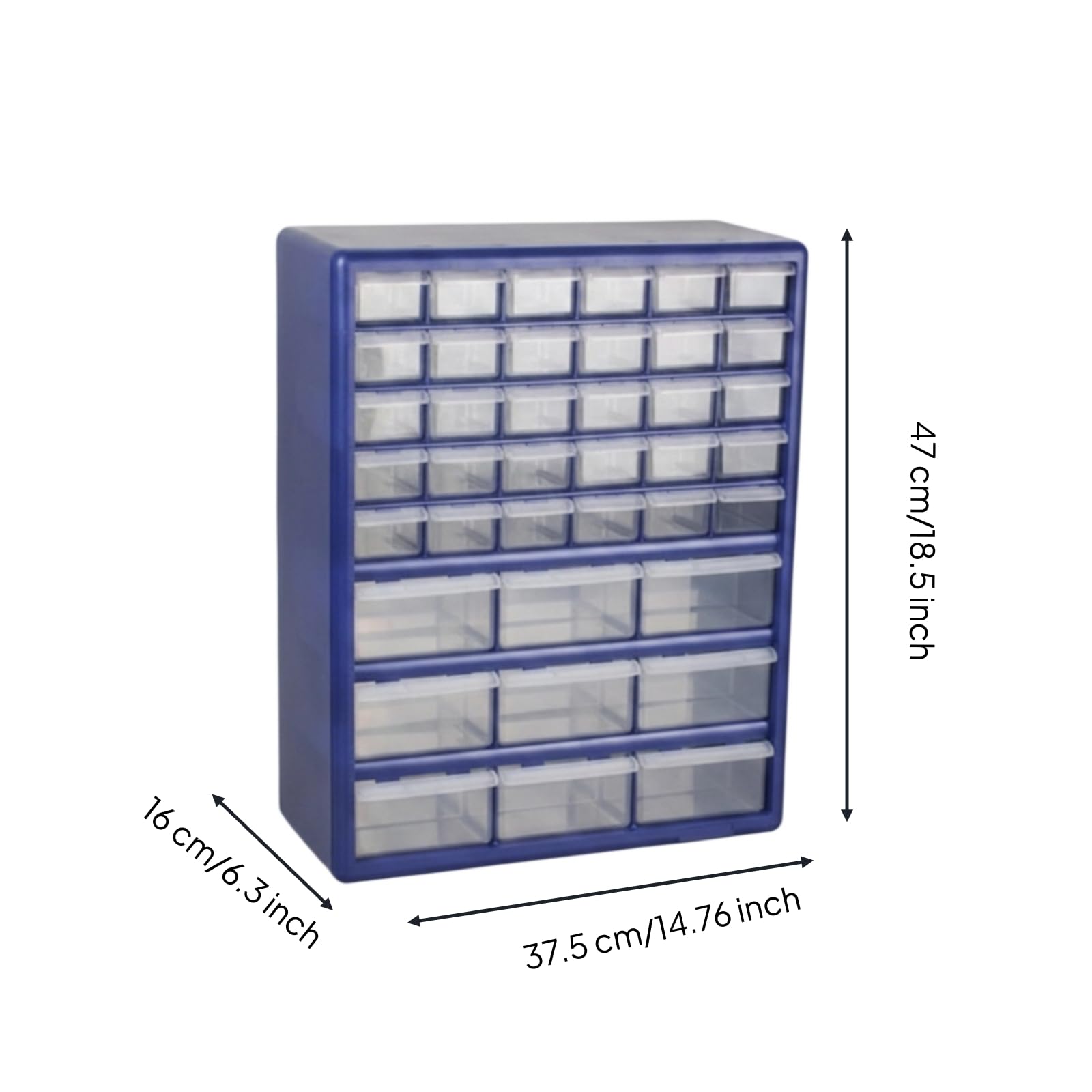 Cassettiera di Plastica Multiscomparto Armadietto con Cassetti Salvaspazio Contenitore Domestico, Blu, Organizzatore Da Scrivania Con Cassetti, 48 Scomparti