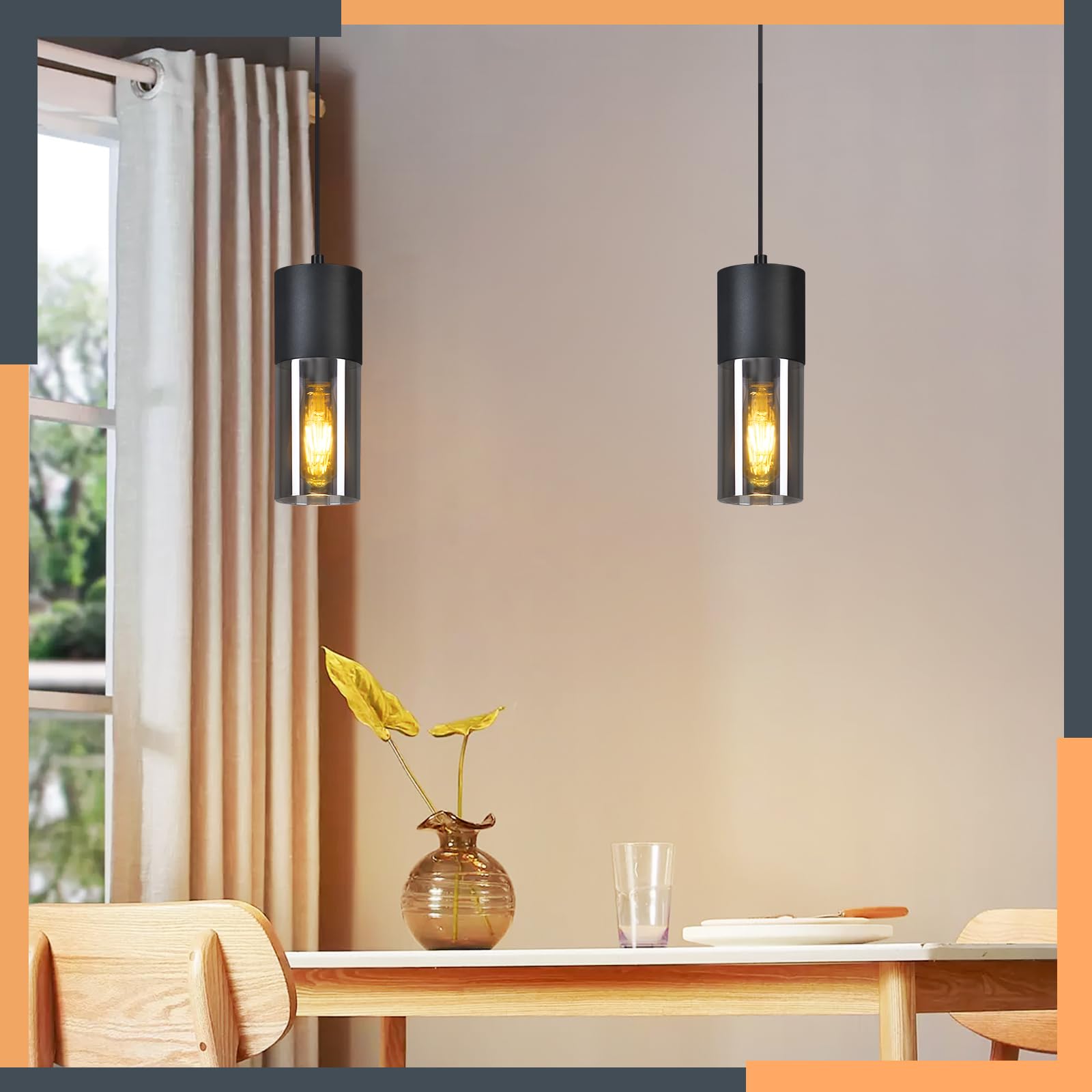 Zwarte Plafondlamp 20cm IDEGU Set Van 2 Moderne Plafondlampen Van Kristal En Metaal, Industriële Lamp, E27, Hanglamp, Lampenkap, Achtergrondverlichting, Decoratie Voor IDEGU Kroonluchter Zwart