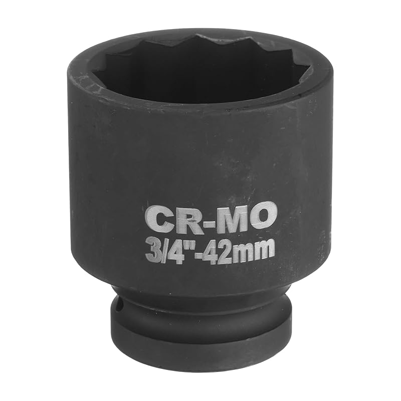 Soquete de impacto para porca de eixo 42 mm, encaixe de 19,1 mm (3/4 pol.) e 12 pontas uxcell, 80 mm