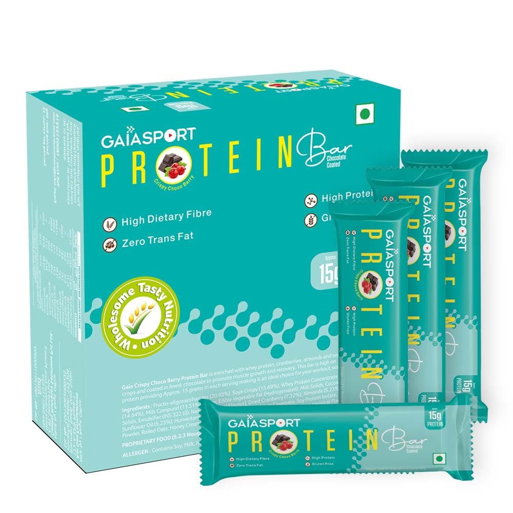 Gaia Crispy Choco Berry Whey Protein Bar, High Dietary Fibre, Zero Trans Fat 15 gm High Protein, Glutan Free (Pack of 4) (B0D46VC7TF) Amazon Price History, Amazon Price Tracker