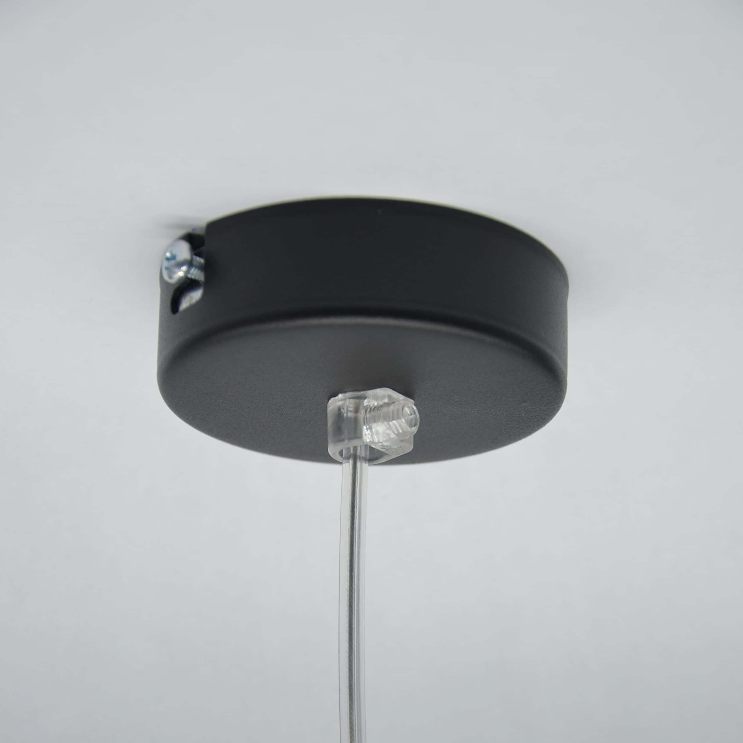 L+ Suspension cylindrique en métal «GU10» - Hauteur H30cm - Câble réglable de 120 cm - Made in Italy - Luminaire design moderne pour la cuisine et le salon (Noir)