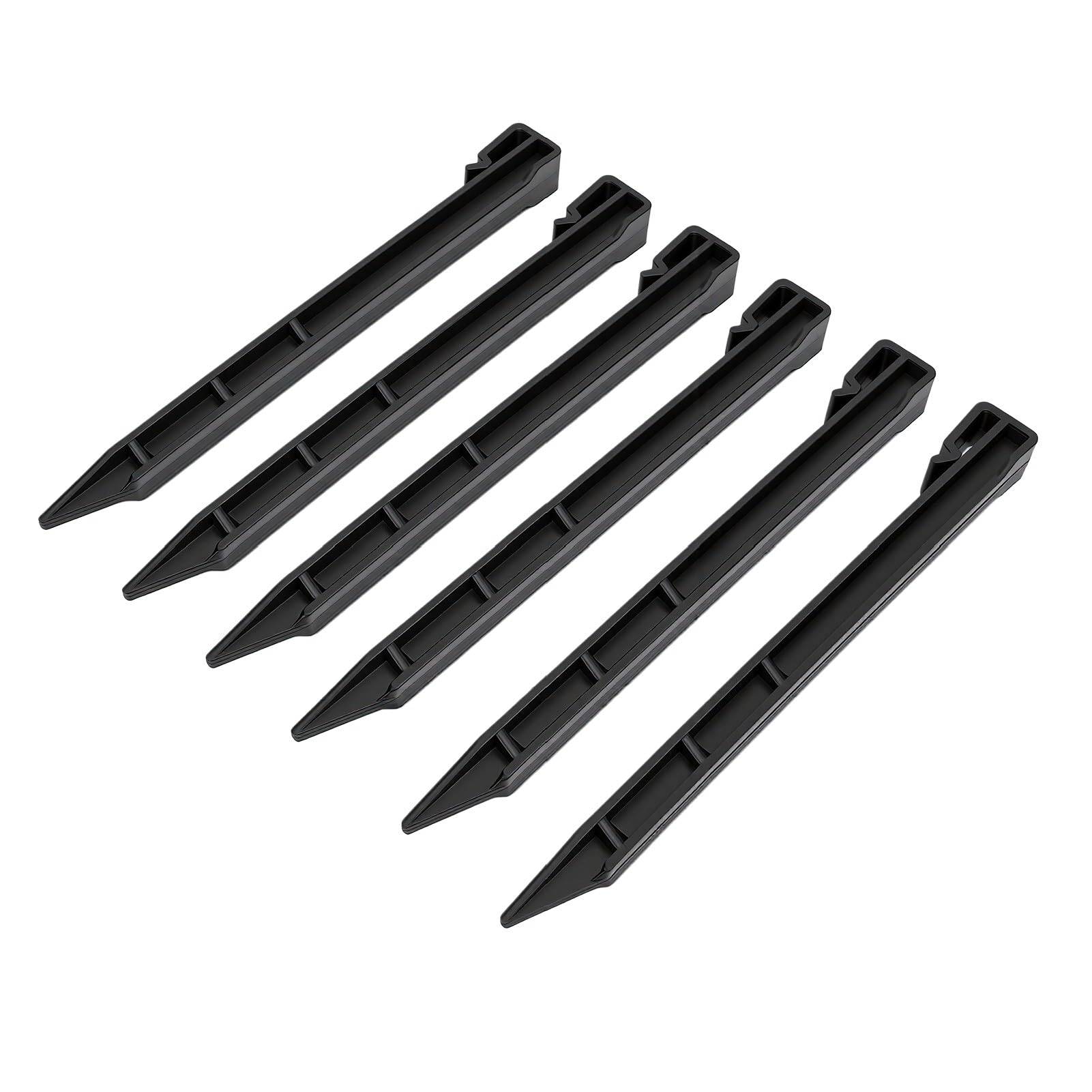 CHICIRIS Czarne Plastikowe Słupki do Obrzeży Ogrodu, 24x1,8 Cm Nierdzewne Kołki Kotwiące z krzywizną górną do Trawnika Kwietnik Namiot Kempingowy