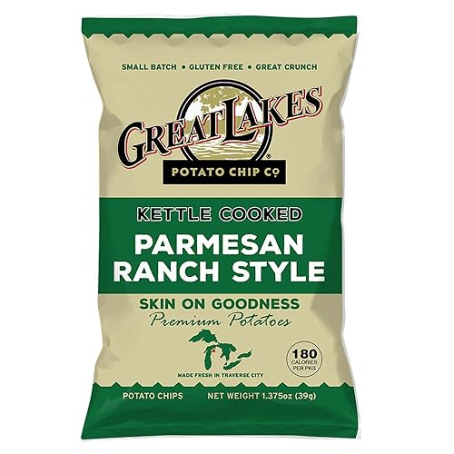 Miniatura 4 de Great Lakes Potato Chip Co. Parmesan Ranch Kettle - Papas fritas cocidas, caja individual de tamaño aperitivo (paquete de 40, bolsas de 1.375 onzas)