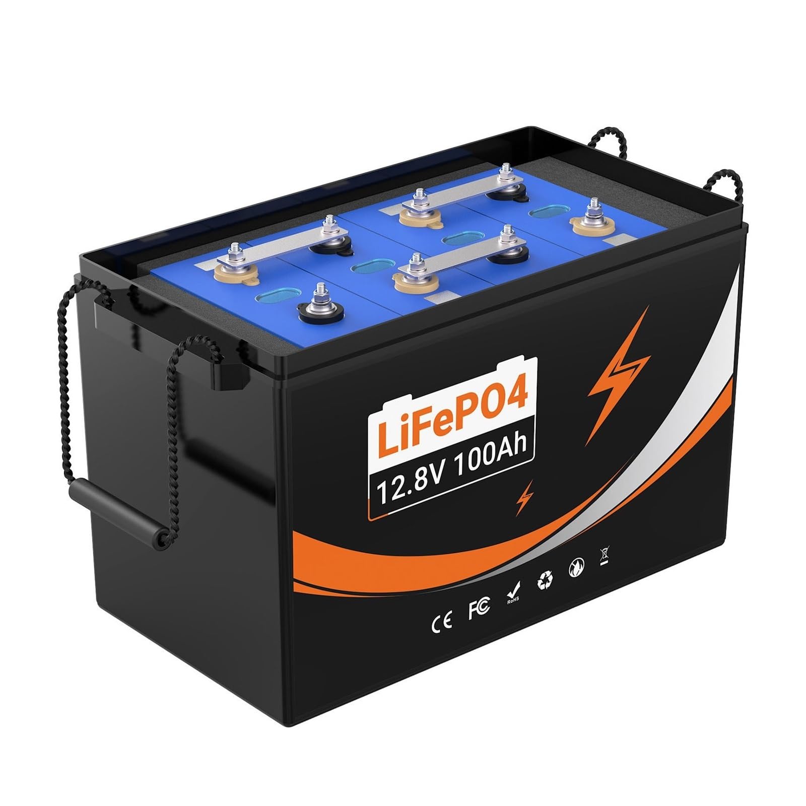 Batteria A Ciclo Profondo Batteria Al Litio LiFePO4 12V 100AH ​​BMS 100A | For camper/furgoni/trolling motor/off-grid/campeggio/2 anni(12V200Ah)