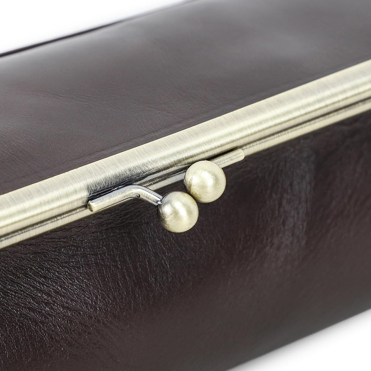 CONTACTS Full Grain Leather Pencil Case with Kiss Lock Pen Pouch Vintage Sunglasses Holder Glasses Case Small Makeup Bag Travel Organizer Pouch