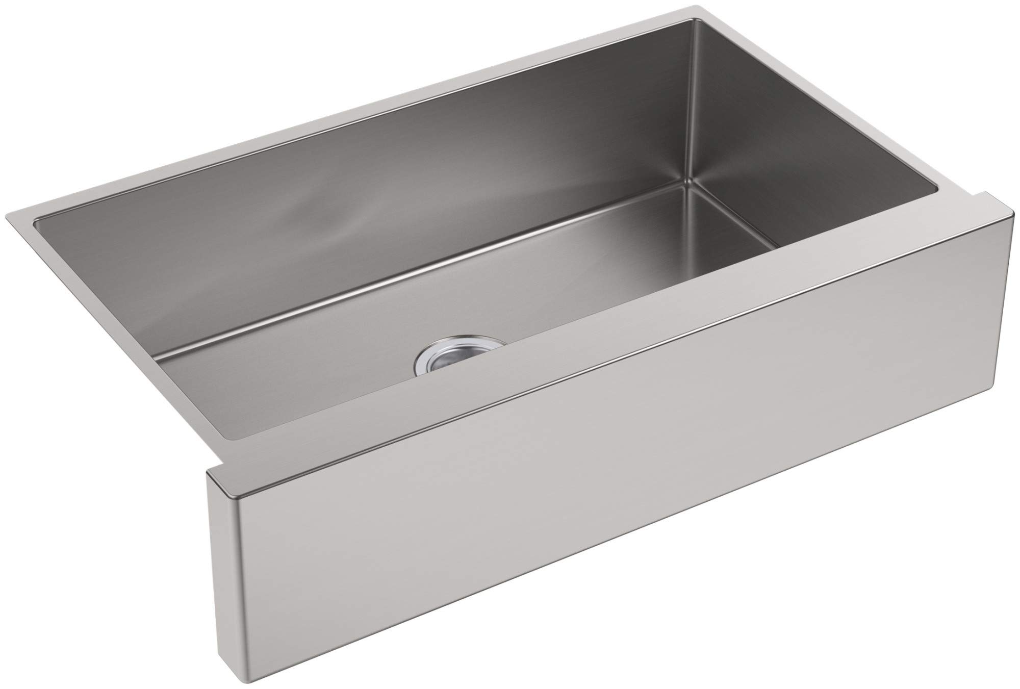 KOHLERK-5415-NA Strive Self-Trimming Farmhouse Undermount Large Single-Bowl Kitchen Sink with Tall Apron, 35 1/2 x 21 1/4", Stainless Steel