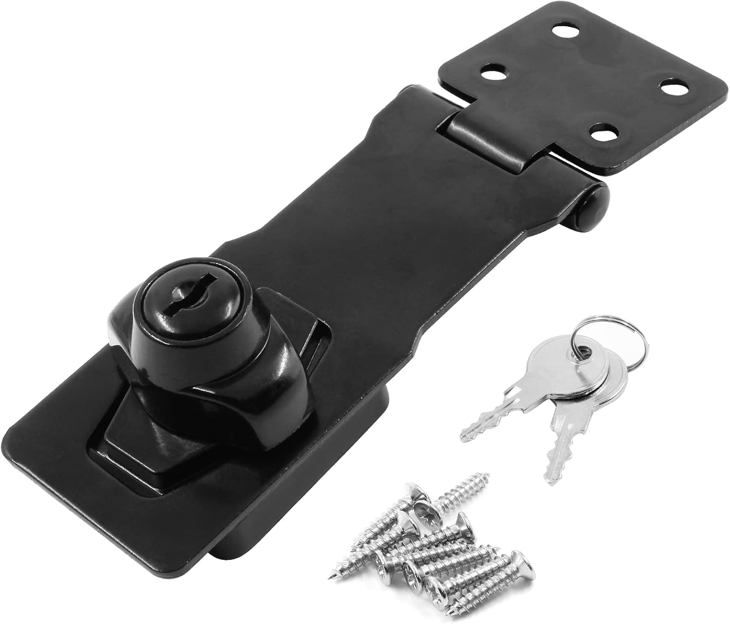 Murtenze 1 Pc 4 Inch Keyed Hasp Locks, Twist Knob Keyed Locking Hasp