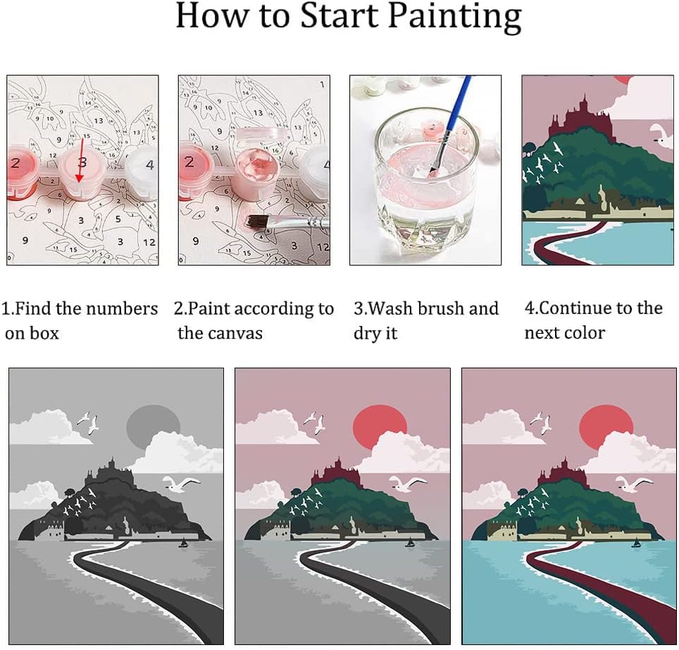 Miniatura 3 de LWZAYS Pintura por números para adultos, pintura por números, paisaje de montaña y lago, sin marco, pintura al óleo, pinturas acrílicas para arte de