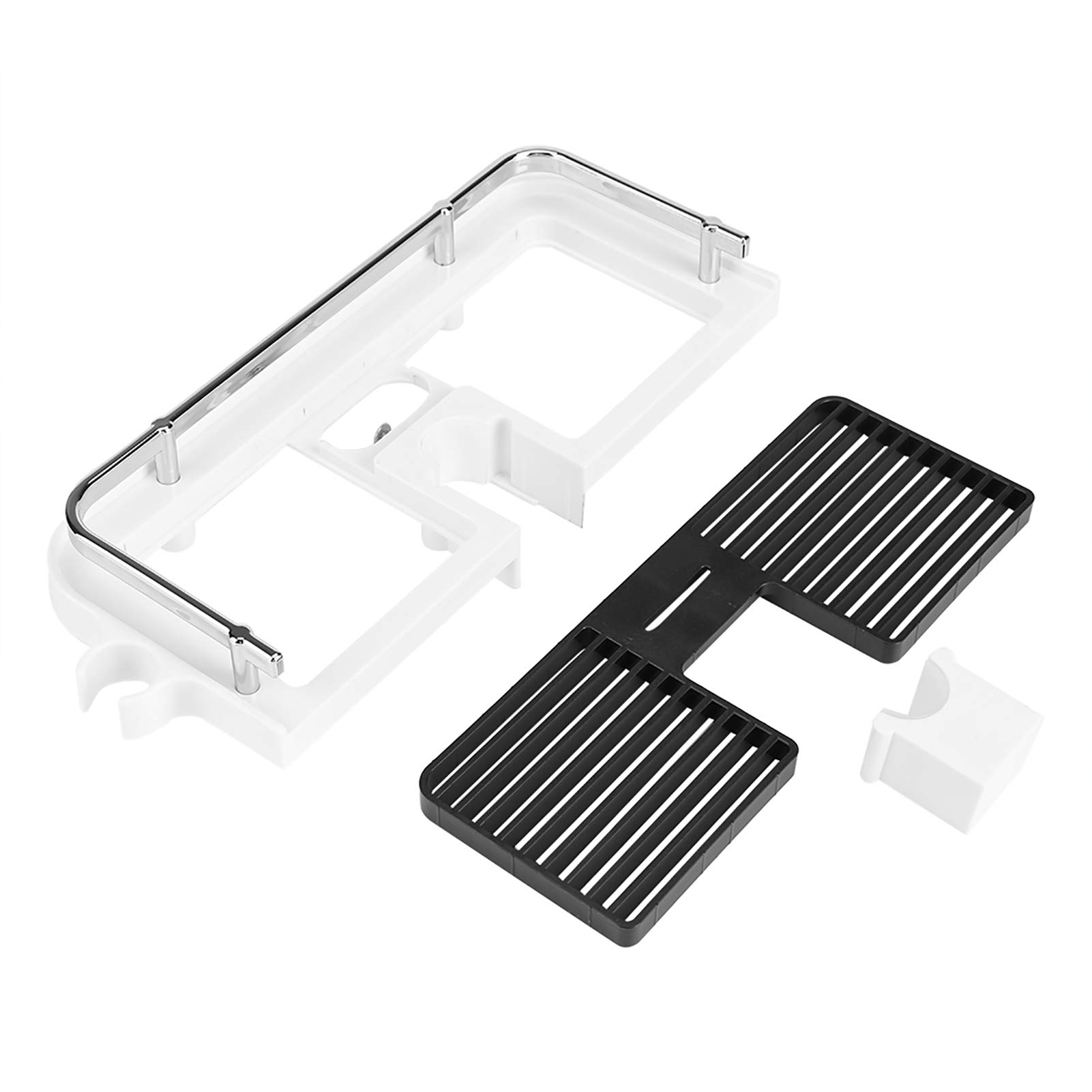 No Drilling ABS Shower Caddy Bathroom Shelf Rustproof Shower Caddy Corner Shower Rod Storage Shelf Organizer Tray Holder