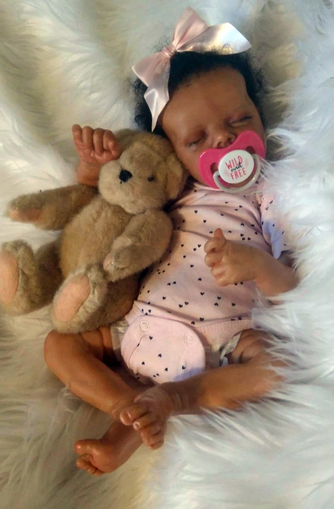 ZIYIUI Poupée Reborn Fille 18 Pouces Réaliste Nouveau-né Lifelike Bebe Corps en Tissu Doux Réincarnée Vraie Ouvrez Les Yeux
