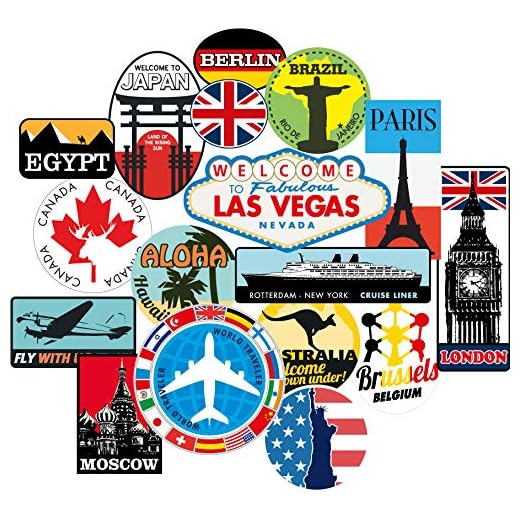 17 Pegatinas de Equipaje Parches de Maleta Etiquetas de Viaje Vintage vinilos de Estilo Vintage Retro
