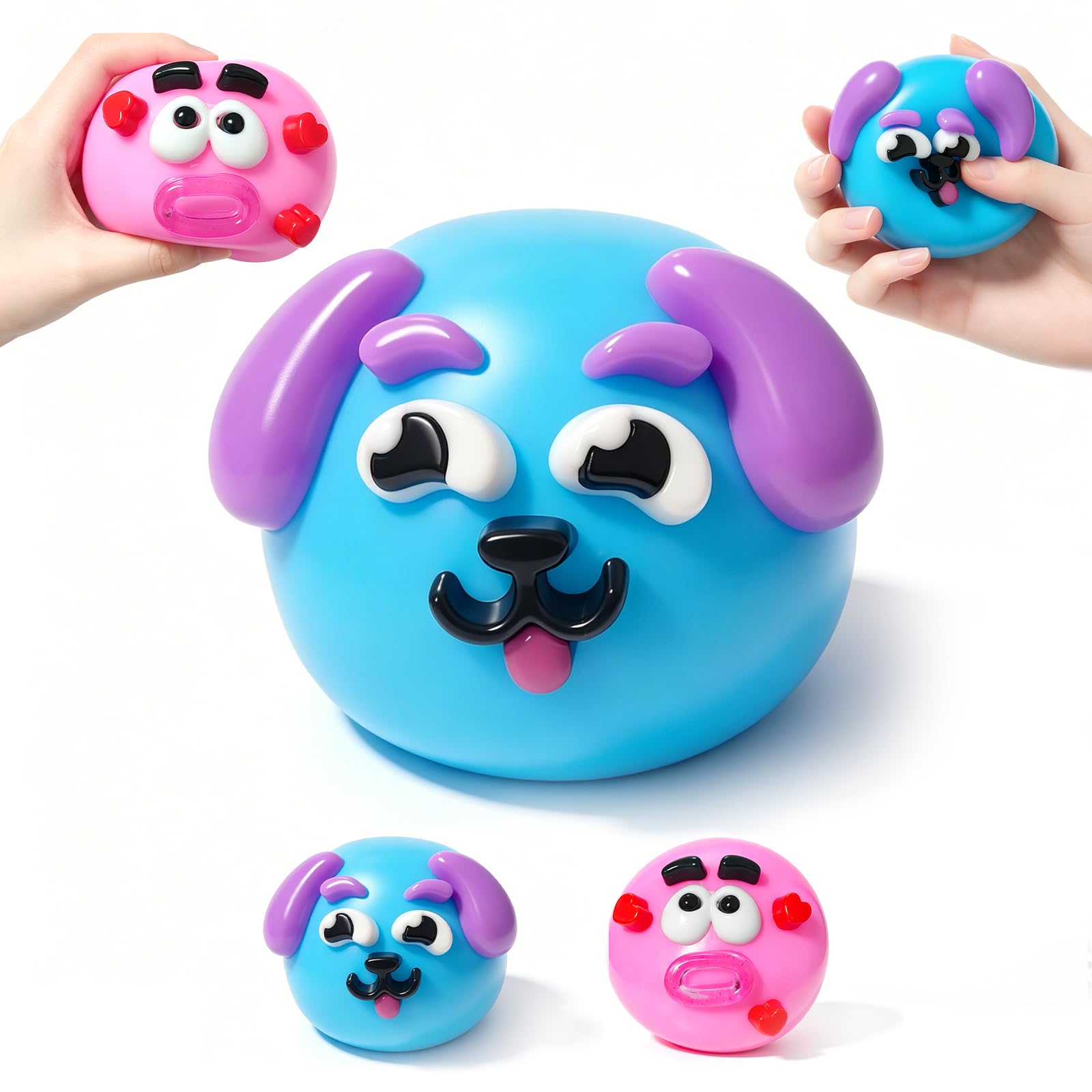 Smushers Squishy, Smushers Sensory with Interchangeable Faces, Curiosities Smushers Dog Face Swap Squishy, Soft Moldable Cute Slow Rise Relaxing Sensory Fidget Relief (blue) — image 1