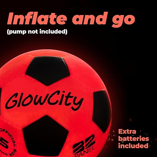 Miniatura 4 de GlowCity Balón de fútbol que brilla en la oscuridad, tamaños 3, 4, 5 para niños, adolescentes y adultos, pelota de fútbol iluminada con 2 luces LED,