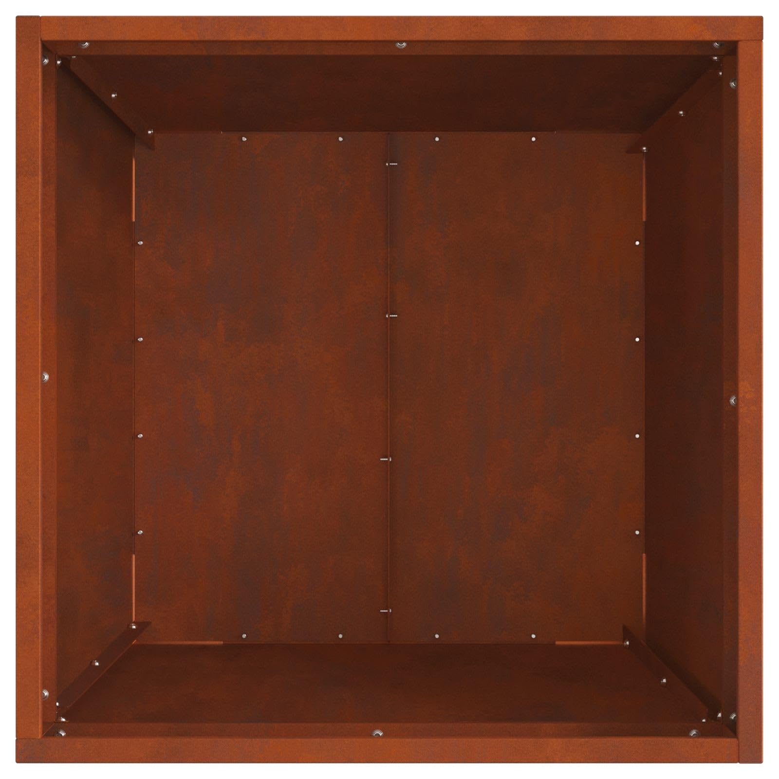 Brasero marrón de acero resistente a la intemperie, 50 x 50 x 38 cm, portátil e inoxidable para jardín, terraza, exterior, resistente al calor hasta 600 ℃, ideal para un calor acogedor y un