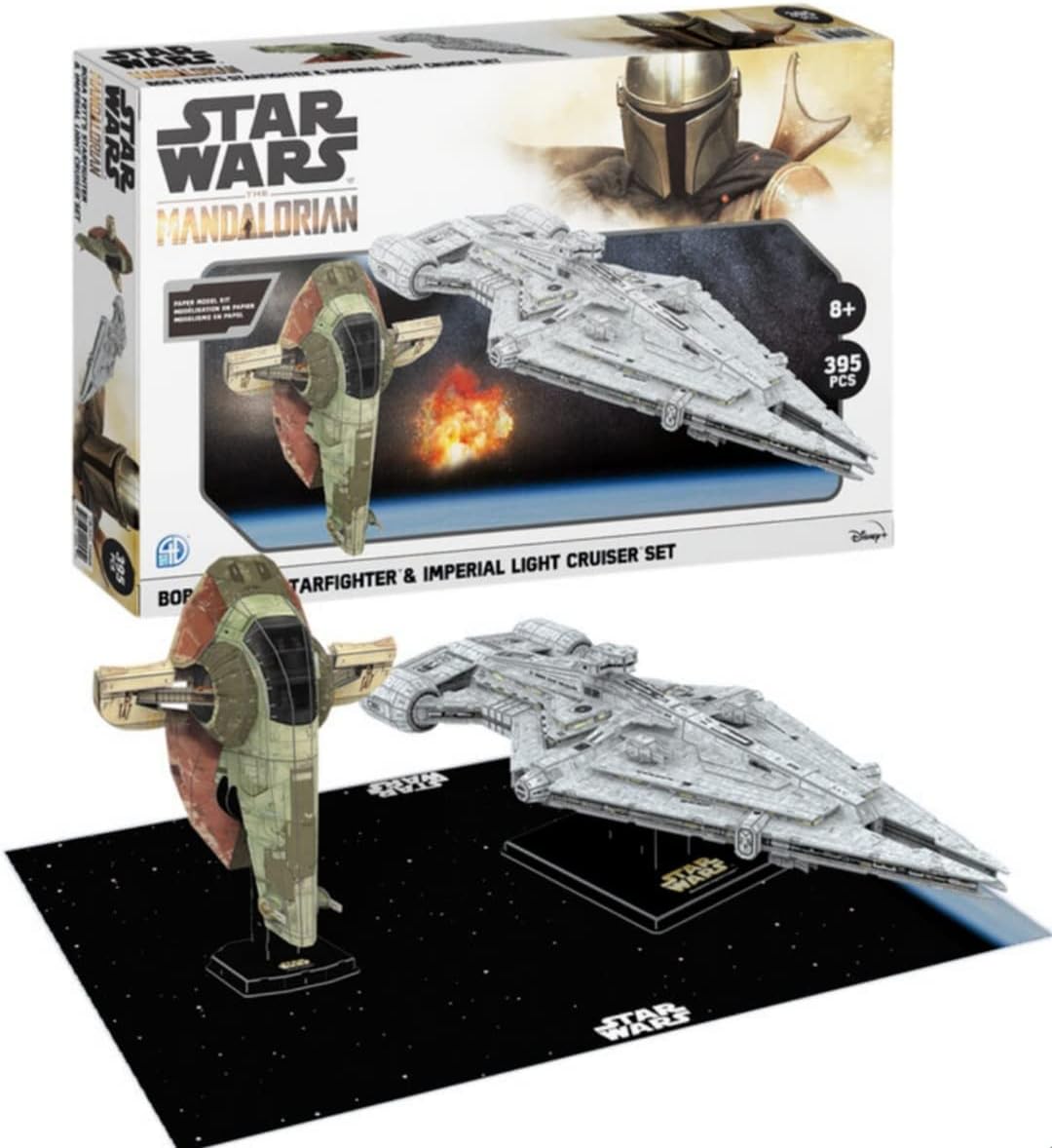 Star Wars Mandalorian Paper Model Kit Boba Fett's Starfighter & Imperial Light Cruiser, 20045