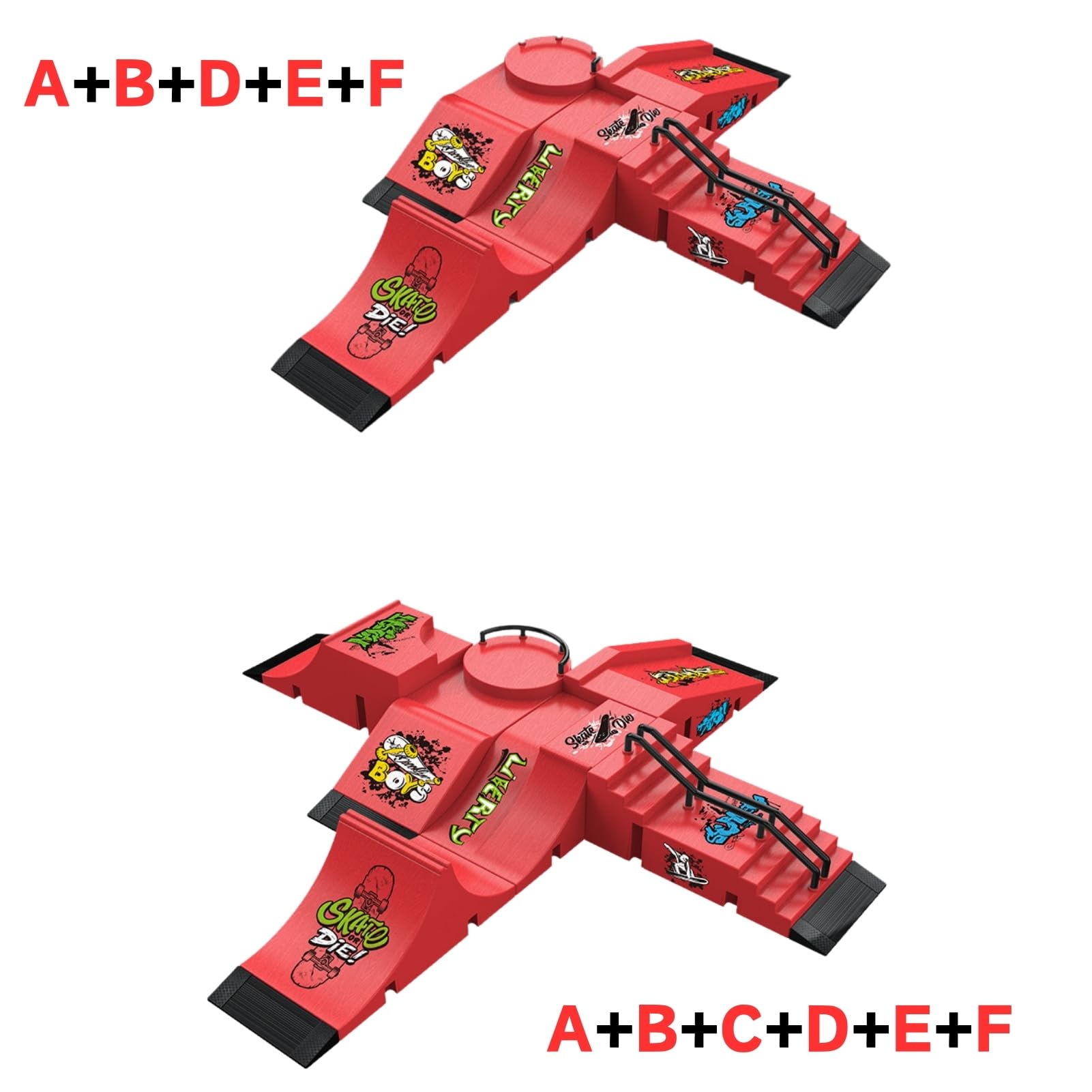 Set di Fingerboard e Rampa, Mini Skateboard da Dita con Rampa e Accessori, Fai da te Tech Deck Fingerboard Park Kit Regalo per Bambini (E)