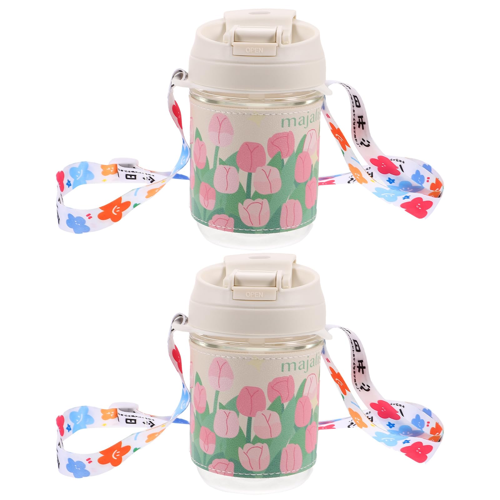 Taza de agua para niñas PRETYZOOM de 400ml con pajita y funda para colegio