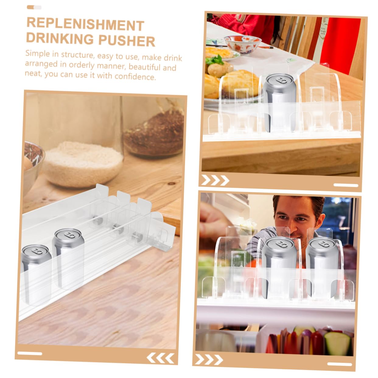 IMIKEYA Empujadores de Estantes para Bebidas Bandeja de Empuje Transparente para Cosméticos Organizador Deslizante de Botellas para Supermercados para Reposición de Estantes de Bebidas