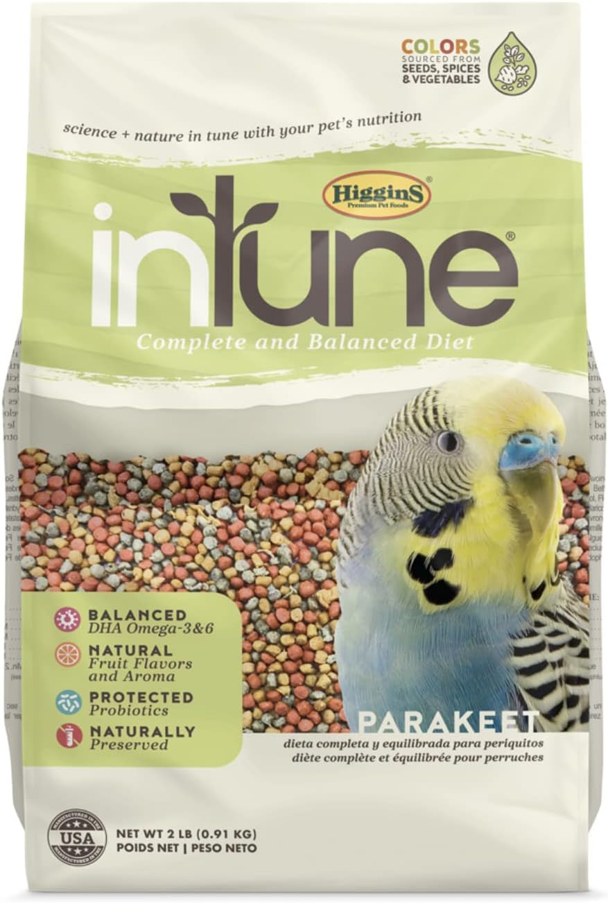 Higgins 2 Pack of Intune Complete and Balanced Diet Parakeet Food, 2 Pounds Each
