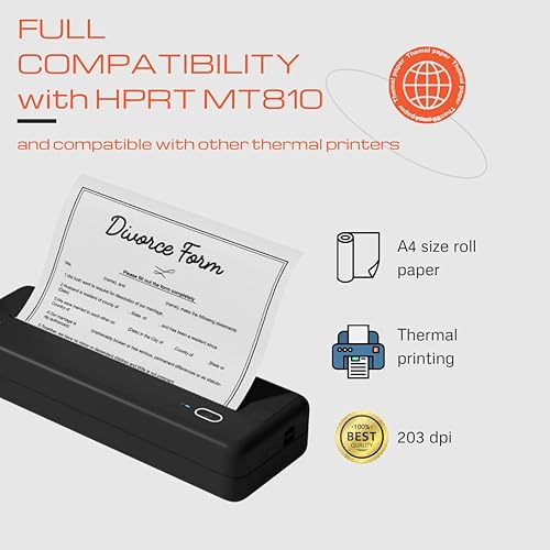 Miniatura 2 de Rollos de papel térmico A4 para impresora portátil HPRT MT810 y POOOLITECH de alta definición, 50 hojas compatibles con otras impresoras térmicas (2